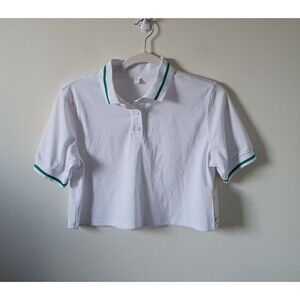 90 Degree By Reflex Crop Tennis Polo Shirt Short Sleeve White Size XS